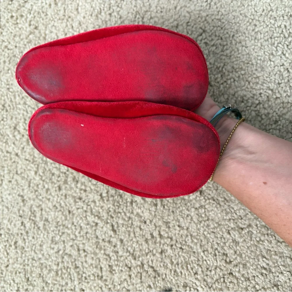 Janie & Jack Red Pom Pom Slippers